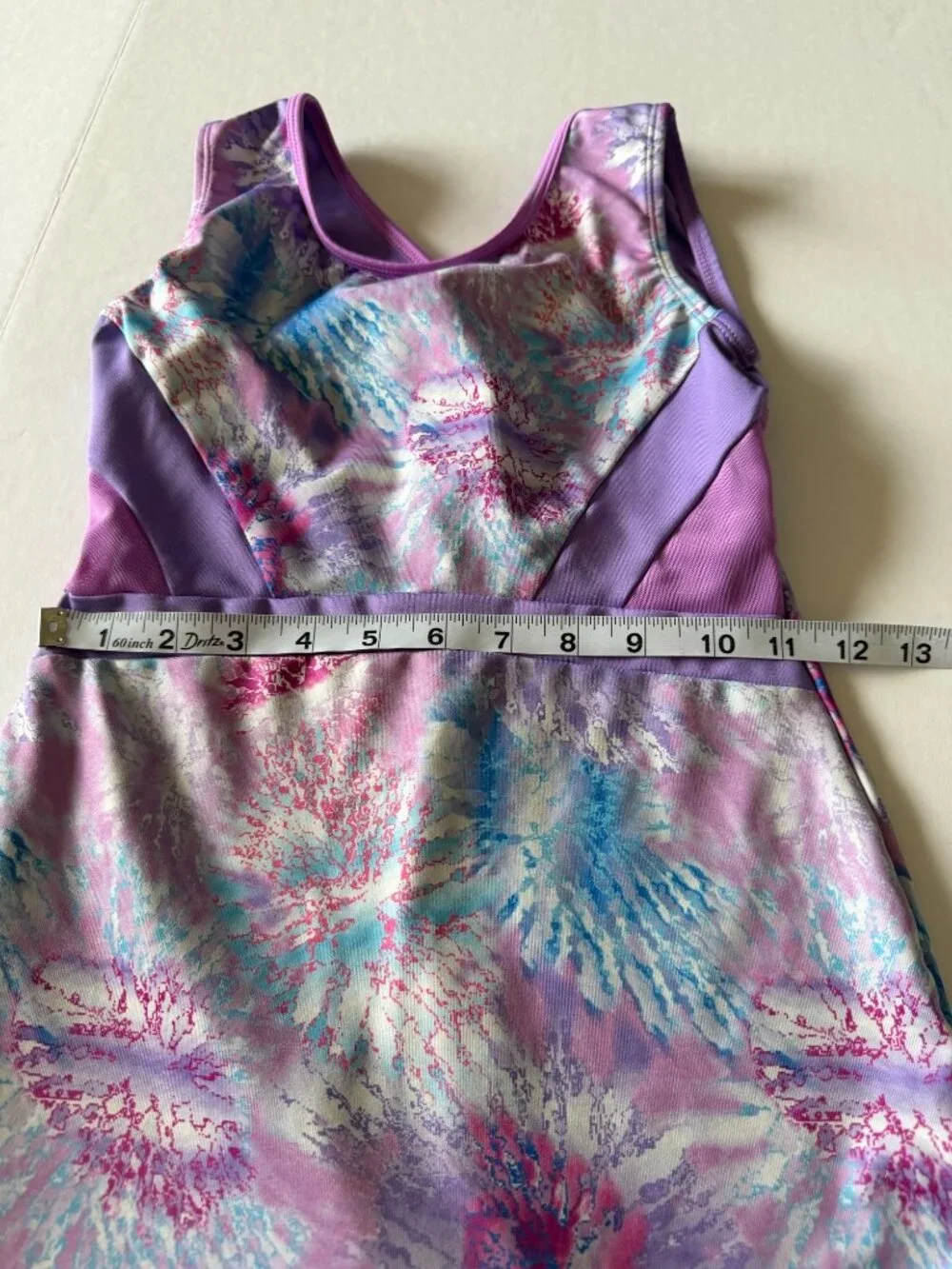 Cat & Jack purple multi tank style leotard, criss cross back, size L (10-12)